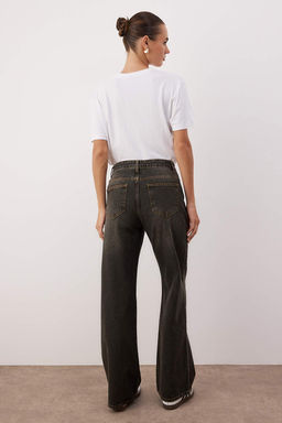 Kahverengi Yuksek Bel Vintage Y?kama Genis Paca Wide Leg Jeans TWOAW26JE00124 - Trendyolmilla фото 10