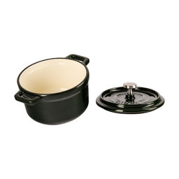 51090 GIPFEL Кокотница MAJOLICA 10х6см, 0.3л из чугуна с эмалированным покрытием с крышкой. Цвет: темно-зеленый.  фото 3