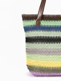 Сумка пляжная на молнии, на подкладке, зелёная/синяя/чёрная - Simaland фото 2