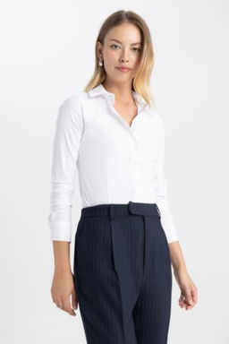 Fitted Basic Uzun Kollu Gomlek