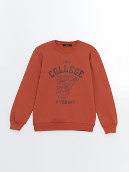 Bisiklet Yaka Uzun Kollu Bask?l? Erkek ?ocuk Sweatshirt