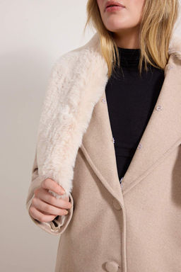 Ekru Regular Kal?p Suni Kurk Yaka Detayl? Kaban TWOAW26KB00076 - Trendyolmilla фото 5