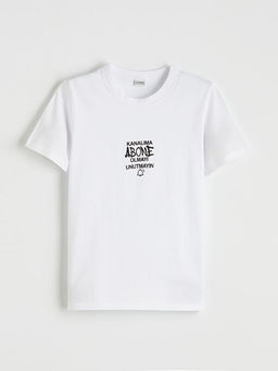 Bisiklet Yaka Bask?l? Erkek ?ocuk Ti??rt