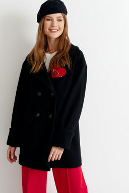 Укороченное пальто прямого силуэта Nelli (Цвет: Черный)