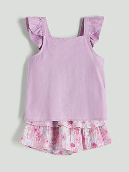 Fiyonklu K?z ?ocuk Bluz ve Etek 2li