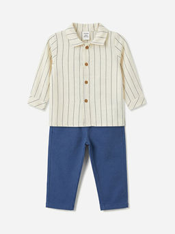 Uzun Kollu G?mlek ve Pantolon Erkek Bebek Tak?m?