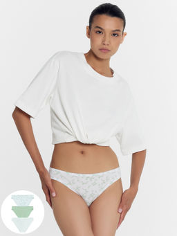 Трусы женские слипы мультипак (3 шт.) белые в цветочек цветочки на белом 412457-3