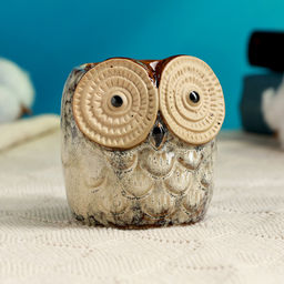 Горшок для цветов «Совенок» керамический, 200 мл, 8×7×8 см, бежевый