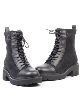 01-M03 BLACK Ботинки демисезонные женские (натуральная кожа, велюр, байка) - Фабричный китай фото 14