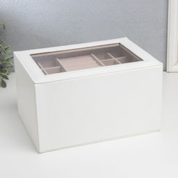 Шкатулка кожзам для украшений Эльба. Два яруса белая 25х18х14 см - Simaland фото 3