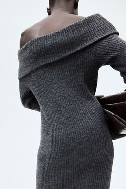 Vestido off-the-shoulder en punto de canale - H&m фото 3