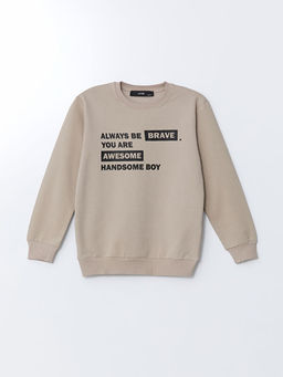 Bisiklet Yaka Bask?l? Erkek ?ocuk Sweatshirt