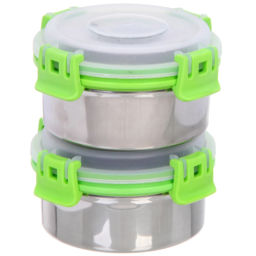 Набор Ланч-бокс 2шт 10*6см из нержавеющей стали с пластиковой крышкой в чехле