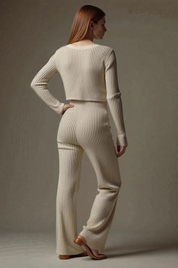 Костюм вязаный теплый с брюками и кофтой #7