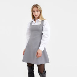 Платье женское короткое в клетку MIST, серое, размер 48