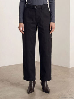 Beli Kemerli Dar Fit Kad?n Kargo Pantolon