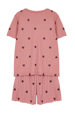 Trendyolmilla Gri Melanj Kalpli Slogan Bask?l? Lastikli Fitilli Sortlu Orme Pijama Tak?m? THMSS24PT00220  фото 35