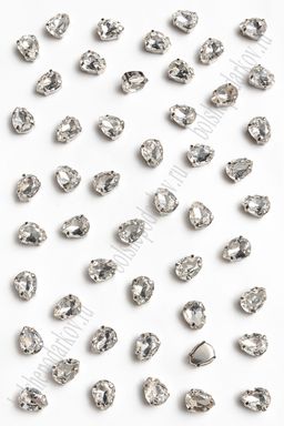 Стразы пришивные 8*6 мм "Капелька" (50 шт) SF-7055, серебро №1