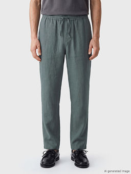 Regular Fit %100 Keten Erkek Pantolon - Waikiki фото 3