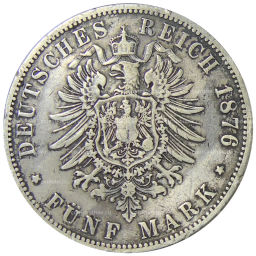 5 марок 1876 года В Германия (Пруссия)