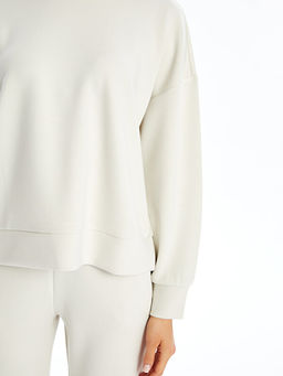 Bisiklet Yaka D?z Oversize Kad?n Sweatshirt