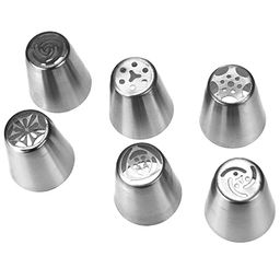 Кондитерский набор 6 предметов Букет: насадка из нержавеющей стали для кондитерского мешка д3,6х4см - 6 штук; в блистере (Китай)