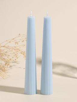 Набор свечей, 3.5х23 см, 2 шт "Башня" светло-голубой 4х9,5х25 см
