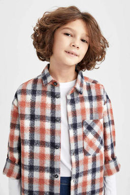 Фланелевая рубашка с длинным рукавом для мальчика - Defacto фото 5