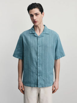 Рубашка из фактурного хлопка / Zarina фото 3