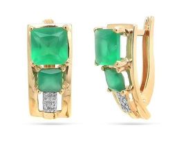 Серьги из серебра хризопраз, СПН606п