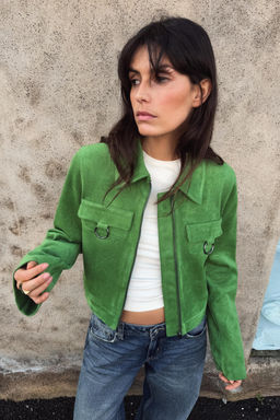 FAUX SUEDE CROP JACKET - Zara фото 13
