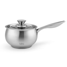 LR03-22 Сотейник нерж. LARA ТОКИО 16см - капсул индукц. дно, крышка со стекл вставкой /LARA/