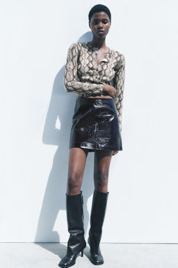 KNIT CARDIGAN WITH ANIMAL PRINT