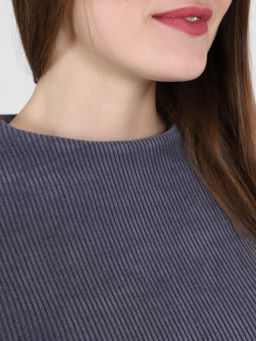 Платье из трикотажного велюра графитовое - Odis фото 10