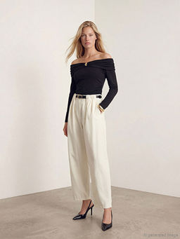 Beli Kemerli Geni? Pa?a Kad?n Pantolon