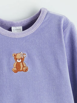 Ay?c?k Bask?l? K?z ?ocuk Pijama Tak?m?