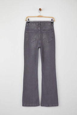 Gri Yuksek Bel Ispanyol Paca Flare Jeans TWOAW26JE00047 - Trendyolmilla фото 6