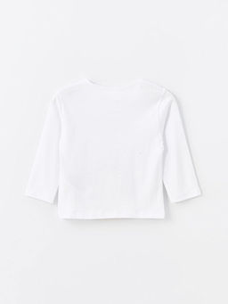 Bisiklet Yaka Uzun Kollu Bask?l? K?z Bebek Ti??rt - Waikiki фото 3