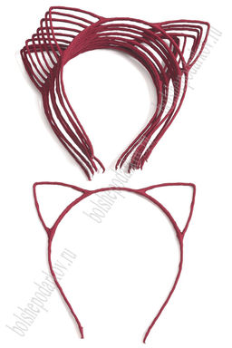 Ободки "Ушки" 5 мм ткань (10 шт) SF-1126, бордовый