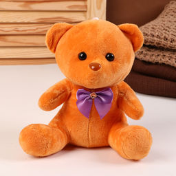 Мягкая игрушка «Мишка», с бантиком, 20 см, с присоской, коричневый