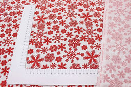 Бязь "Красные снежинки на белом", ш.1.5м, хлопок-100%, 120гр/м.кв