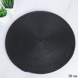 Салфетка для стола 38 см Соломка круг / WR-38 black /уп 4/300/ черная