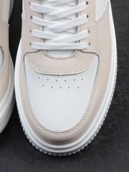 03-YJ425-1 WHITE/BEIGE Полуботинки спортивные женские (натуральная кожа)