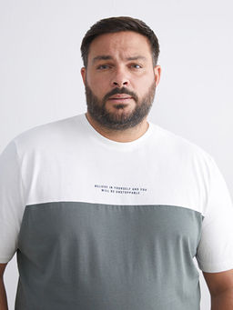 Bisiklet Yaka Renk Bloklu Erkek Ti??rt