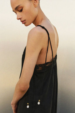 Vestido con bordado ingl?s y tirantes de lazo - H&m фото 5