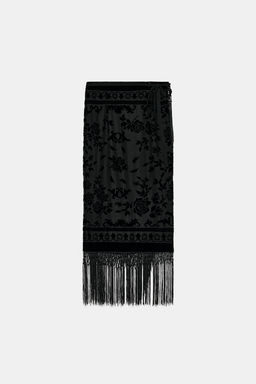 ZW COLLECTION LIMITED EDITION VELVET FRINGED SKIRT - Zara фото 4