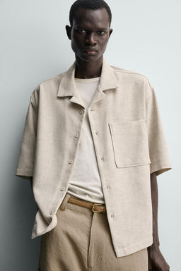 CAMISA BOXY FIT ESTRUCTURA / Beige claro - Zara фото 5