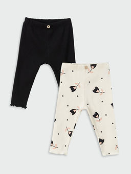 Beli Lastikli Bask?l? K?z Bebek Tayt 2li