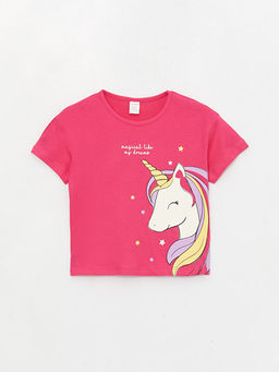 Bisiklet Yaka Bask?l? K?sa Kollu K?z Bebek Ti??rt - Waikiki фото 3