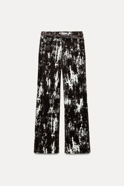 Z1975 HIGH-WAIST FLOCKED ANIMAL PRINT BELTED JEANS - Zara фото 3